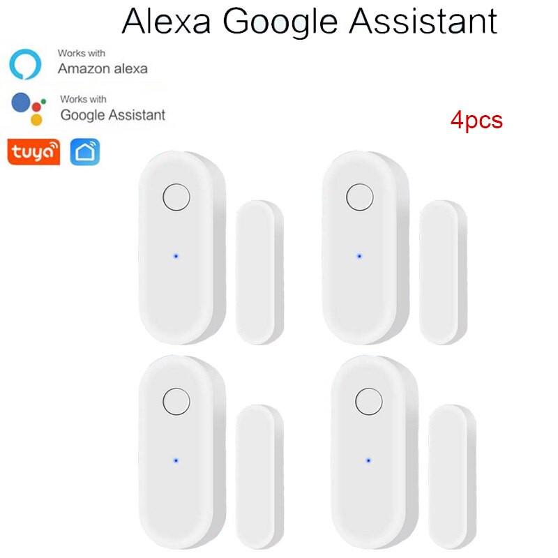 Tuya 스마트 WiFi 도어 센서 도어 열림/닫힘 감지기 WiFi App 알림 경고 보안 경보 지원 Alexa Google 홈